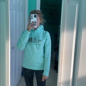 Mint green & gray north face hoodie